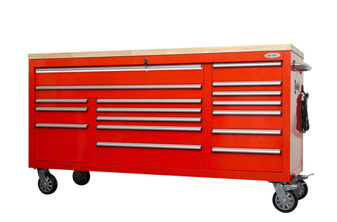 6FT 17 - Drawer Tool Bench Workstation & Tool Box – Heavy - Duty Rolling Workbench with Power Outlets & USB | Multi - Color Options - with Solar Octane | Sold by Uncle Wiener's Wholesale