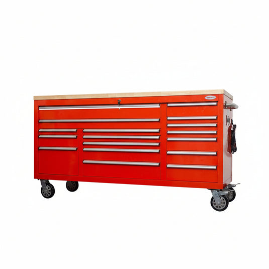 6FT 17 - Drawer Tool Bench Workstation & Tool Box – Heavy - Duty Rolling Workbench with Power Outlets & USB | Multi - Color Options - with Solar Octane | Sold by Uncle Wiener's Wholesale