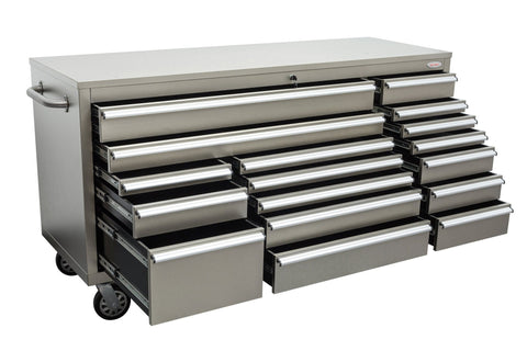 6FT 17 - Drawer Tool Bench Workstation & Tool Box – Heavy - Duty Rolling Workbench with Power Outlets & USB | Multi - Color Options - with Nickel Silver Anti Scratch | Sold by Uncle Wiener's Wholesale