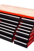6FT 17 - Drawer Tool Bench Workstation & Tool Box – Heavy - Duty Rolling Workbench with Power Outlets & USB | Multi - Color Options - with Inferno Red Signature | Sold by Uncle Wiener's Wholesale