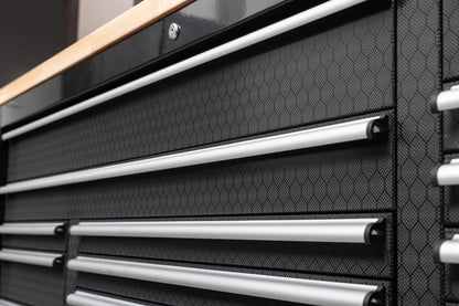 6FT 17 - Drawer Tool Bench Workstation & Tool Box – Heavy - Duty Rolling Workbench with Power Outlets & USB | Multi - Color Options - with Inferno Red Signature | Sold by Uncle Wiener's Wholesale