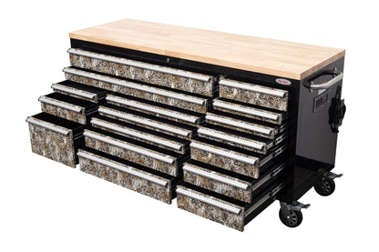 6FT 17 - Drawer Tool Bench Workstation & Tool Box – Heavy - Duty Rolling Workbench with Power Outlets & USB | Multi - Color Options - with Savannah Stealth | Sold by Uncle Wiener's Wholesale