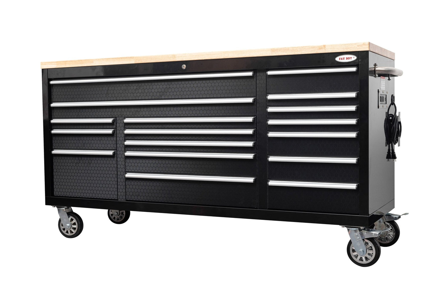 6FT 17 - Drawer Tool Bench Workstation & Tool Box – Heavy - Duty Rolling Workbench with Power Outlets & USB | Multi - Color Options - with Inferno Red Signature | Sold by Uncle Wiener's Wholesale