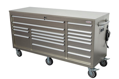 6FT 17 - Drawer Tool Bench Workstation & Tool Box – Heavy - Duty Rolling Workbench with Power Outlets & USB | Multi - Color Options - with Nickel Silver Anti Scratch | Sold by Uncle Wiener's Wholesale