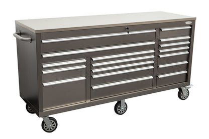 6FT 17 - Drawer Tool Bench Workstation & Tool Box – Heavy - Duty Rolling Workbench with Power Outlets & USB | Multi - Color Options - with Gunmetal Gray Anti Scratch | Sold by Uncle Wiener's Wholesale