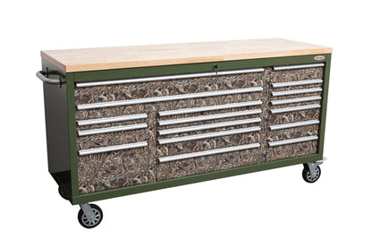 6FT 17 - Drawer Tool Bench Workstation & Tool Box – Heavy - Duty Rolling Workbench with Power Outlets & USB | Multi - Color Options - with Grassland Hunter | Sold by Uncle Wiener's Wholesale