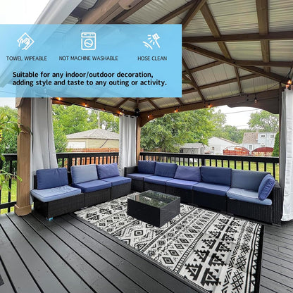 6ft x 9ft Reversible Outdoor RV Camping Mat – Waterproof Plastic Straw Rug with Stakes & Carry Bag - with AY309 | Sold by Uncle Wiener's Wholesale