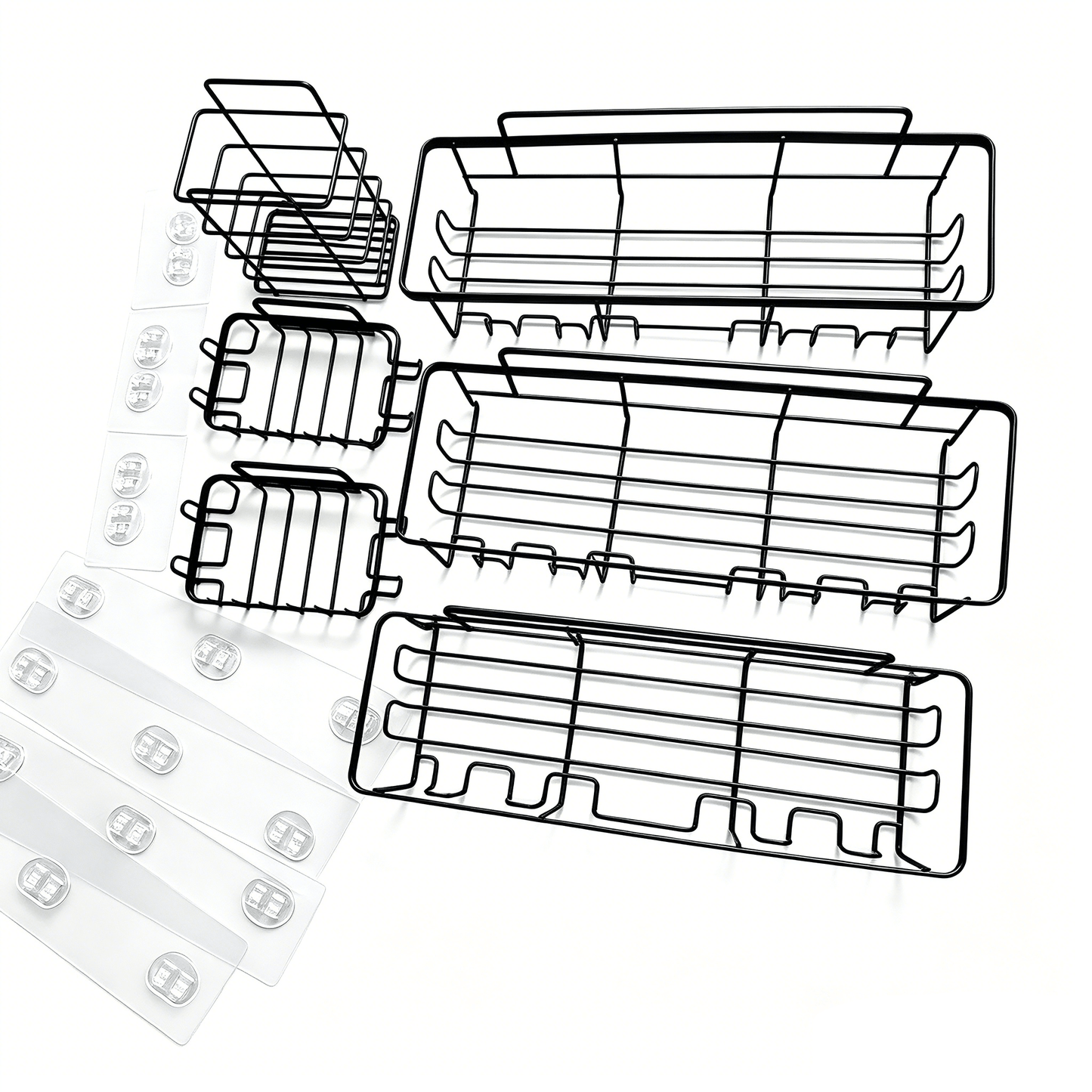 6pc Shower Caddy Set Adhesive Bathroom Shelves No Drill Rustproof Organizer SC06P - with | Sold by Uncle Wiener's Wholesale