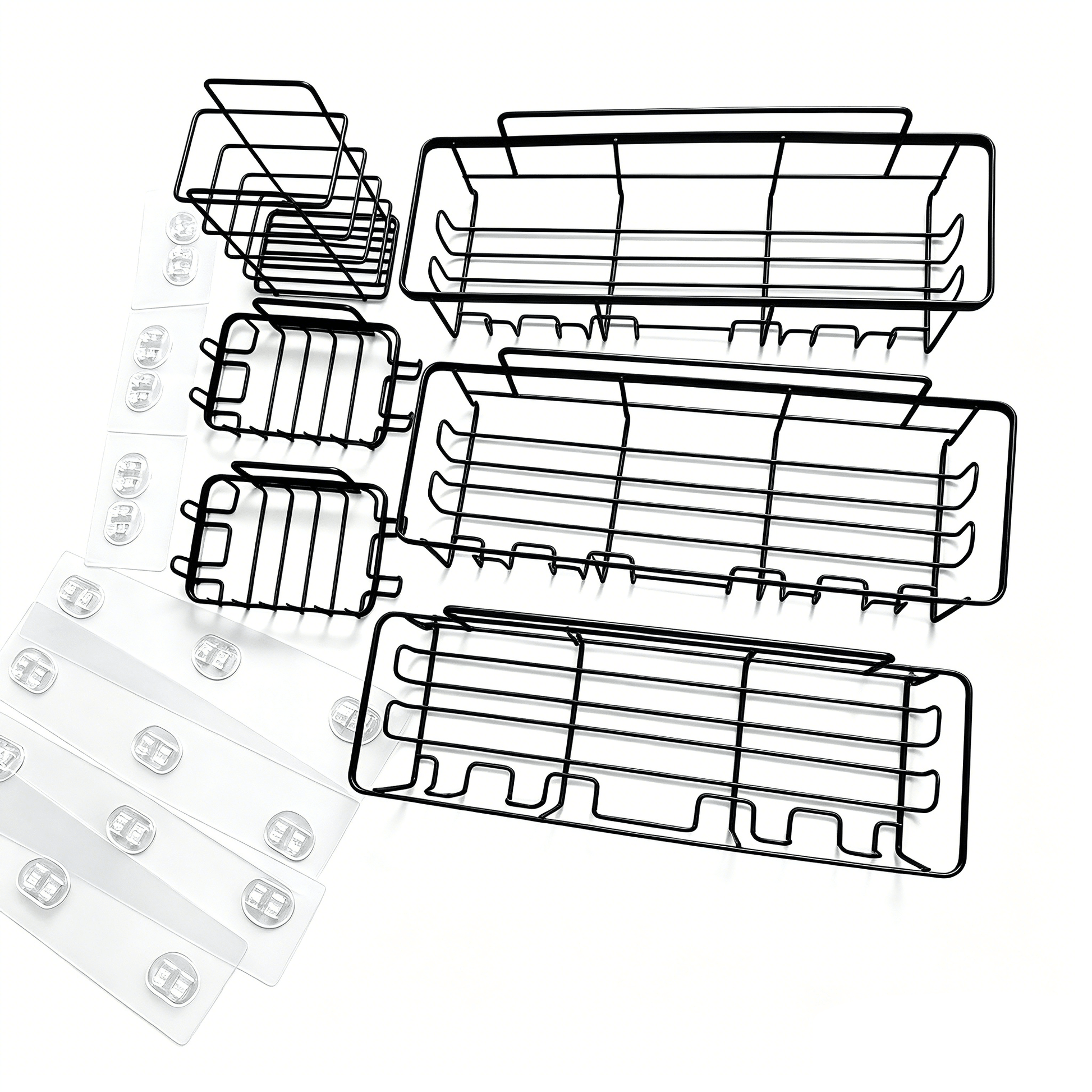 6pc Shower Caddy Set Adhesive Bathroom Shelves No Drill Rustproof Organizer SC06P - with | Sold by Uncle Wiener's Wholesale