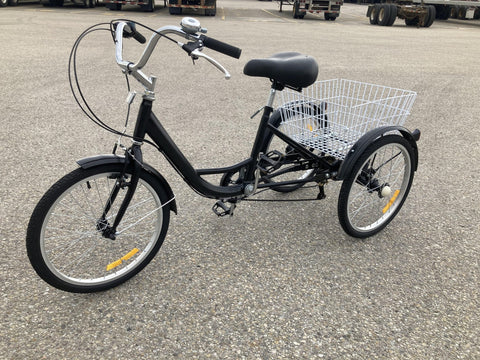 New 24-Inch Adult Tricycle 3-Wheel Bicycle with Basket – 7-Speed Shimano – SKU#TRI24ADULT