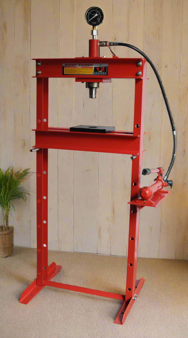 12 & 20 Ton Hydraulic Shop Press – Heavy-Duty Press with Gauge for Automotive & Metal Work