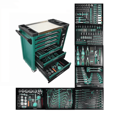 7 - Drawer Tool Cabinet with 300+ Piece Tool Set – Heavy - Duty Steel Rolling Trolley Full Socket, Ratchet, Bit & Wrench Kit SKU 2505281 - with | Sold by Uncle Wiener's Wholesale