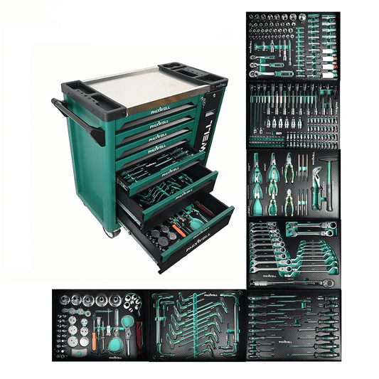 7 - Drawer Tool Cabinet with 300+ Piece Tool Set – Heavy - Duty Steel Rolling Trolley Full Socket, Ratchet, Bit & Wrench Kit SKU 2505281 - with | Sold by Uncle Wiener's Wholesale