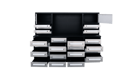 7 Ft Heavy - Duty 28 - Drawer Steel Tool Bench Workstation with Locking Drawers - with Blue | Sold by Uncle Wiener's Wholesale