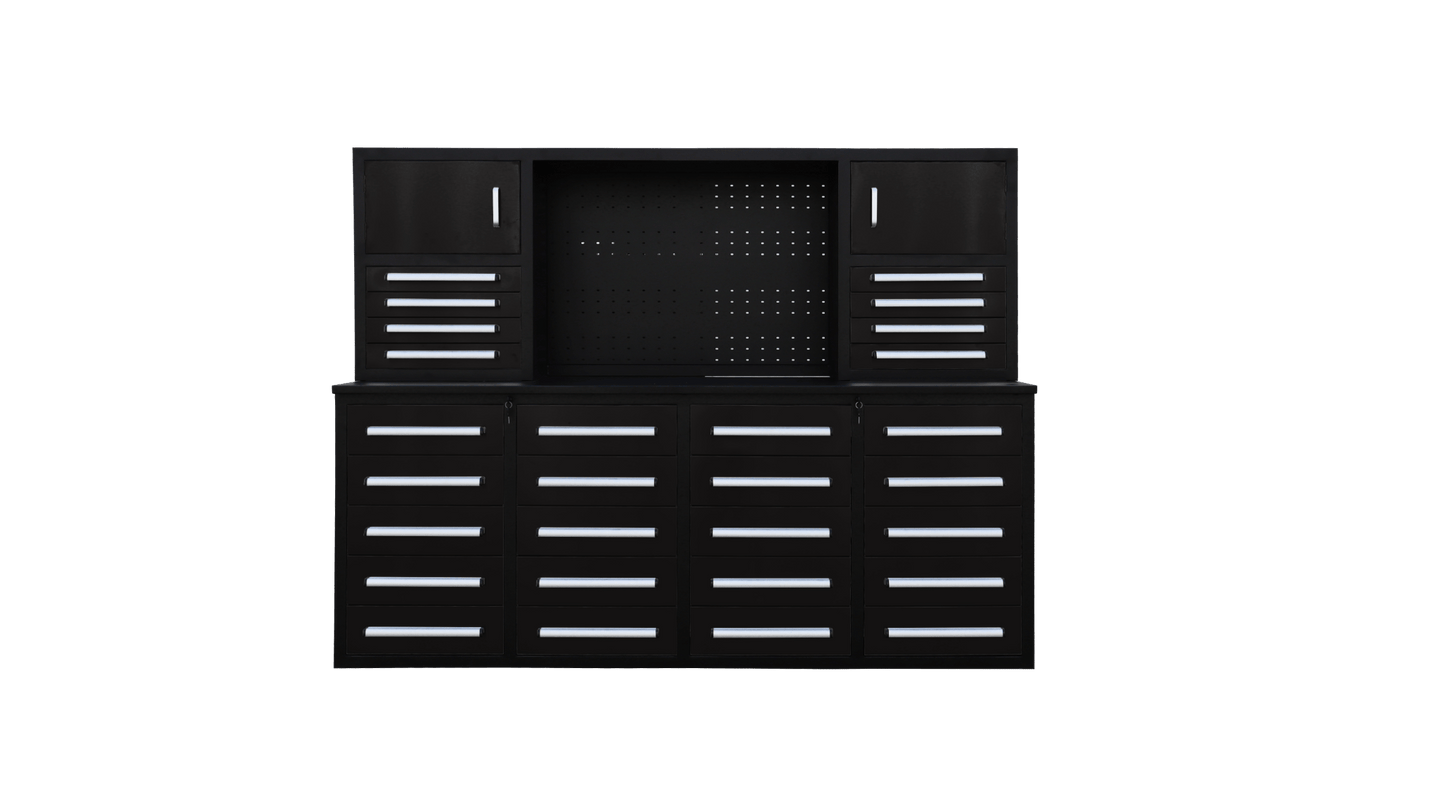 7 Ft Heavy - Duty 28 - Drawer Steel Tool Bench Workstation with Locking Drawers - with Blue | Sold by Uncle Wiener's Wholesale