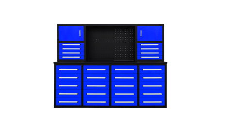 7 Ft Heavy - Duty 28 - Drawer Steel Tool Bench Workstation with Locking Drawers - with Blue | Sold by Uncle Wiener's Wholesale