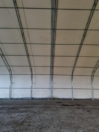 70′ WIDE DOUBLE TRUSS STORAGE BUILDINGS - with Standard 70X150X28 26.5 OZ PVC Cover | Sold by Uncle Wiener's Wholesale