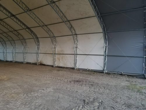 70′ WIDE DOUBLE TRUSS STORAGE BUILDINGS - with Standard 70X150X28 26.5 OZ PVC Cover | Sold by Uncle Wiener's Wholesale