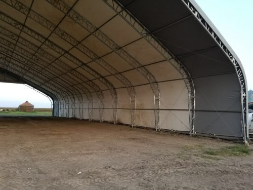 70′ WIDE DOUBLE TRUSS STORAGE BUILDINGS - with Standard 70X150X28 26.5 OZ PVC Cover | Sold by Uncle Wiener's Wholesale