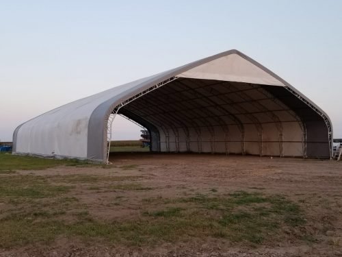 70′ WIDE DOUBLE TRUSS STORAGE BUILDINGS - with Standard 70X150X28 26.5 OZ PVC Cover | Sold by Uncle Wiener's Wholesale