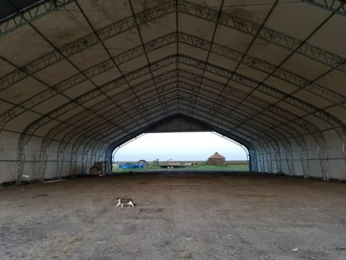 70′ WIDE DOUBLE TRUSS STORAGE BUILDINGS - with Standard 70X150X28 26.5 OZ PVC Cover | Sold by Uncle Wiener's Wholesale