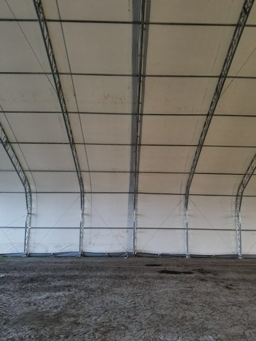 70′ WIDE DOUBLE TRUSS STORAGE BUILDINGS - with Standard 70X150X28 26.5 OZ PVC Cover | Sold by Uncle Wiener's Wholesale