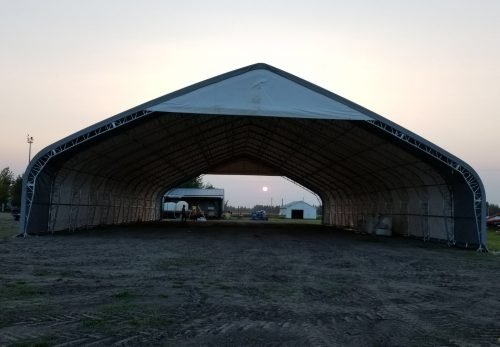70′ WIDE DOUBLE TRUSS STORAGE BUILDINGS - with Standard 70X150X28 26.5 OZ PVC Cover | Sold by Uncle Wiener's Wholesale