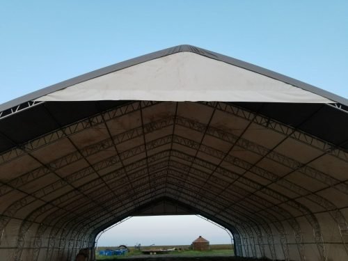 70′ WIDE DOUBLE TRUSS STORAGE BUILDINGS - with Standard 70X150X28 26.5 OZ PVC Cover | Sold by Uncle Wiener's Wholesale