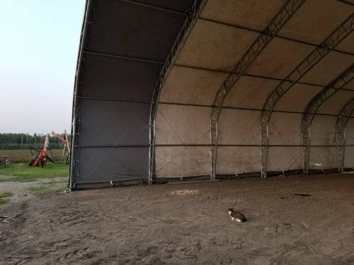 70′ WIDE DOUBLE TRUSS STORAGE BUILDINGS - with Standard 70X150X28 26.5 OZ PVC Cover | Sold by Uncle Wiener's Wholesale