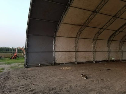 70′ WIDE DOUBLE TRUSS STORAGE BUILDINGS - with Standard 70X150X28 26.5 OZ PVC Cover | Sold by Uncle Wiener's Wholesale