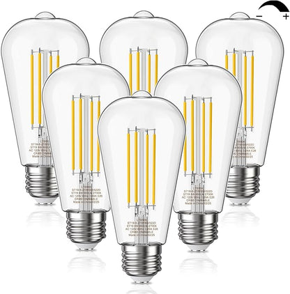 Novapollo ST19 Vintage Edison LED Light Bulbs – 60W Equivalent, 5.5W Dimmable, 2700K Soft White, E26 Base