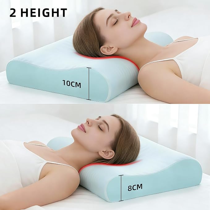 Cervical Memory Foam Pillow – Ergonomic Contour Neck Support Pillow with Ventilated Cooling Design for Side & Back Sleepers, 60 x 40 cm