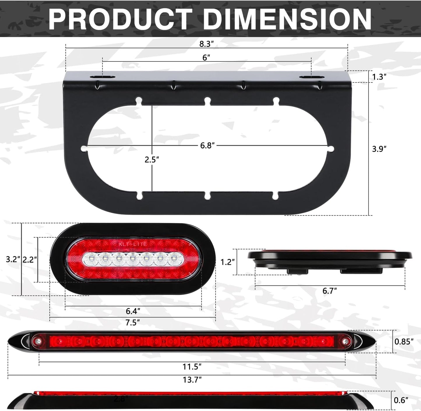 6" Oval LED Trailer Light Kit 2PCS Waterproof Brake Turn Reverse Lights 6INCHO
