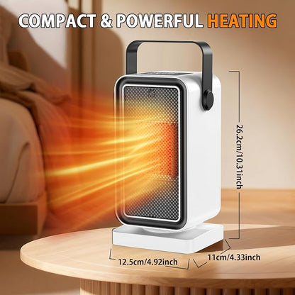 Qoosea 600W Portable Space Heater with Thermostat – PTC Ceramic Indoor Heater with 45° Adjustable Heat Direction