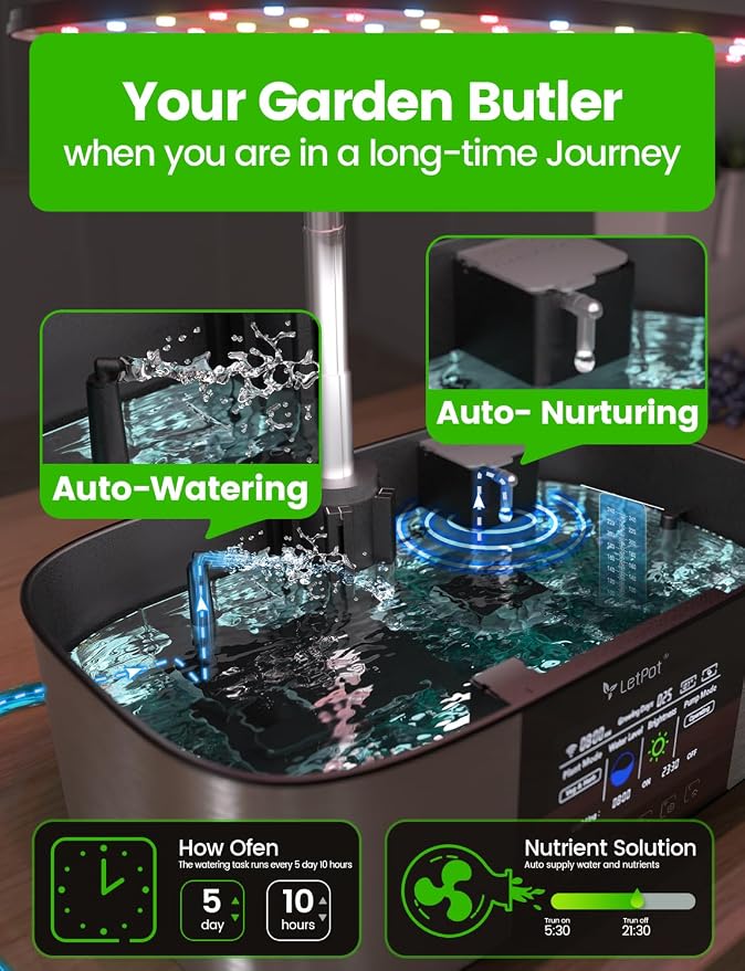 LetPot LPH-Max 21-Pod Smart Hydroponics Growing System with 36W LED Grow Light, Wi-Fi App Control & Automatic Irrigation