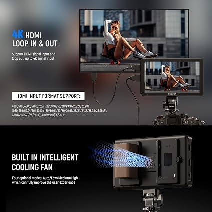 NEEWER F700 7-Inch 2000-Nit Camera Field Monitor – 1080P IPS Touchscreen, 4K HDMI In/Out, 3D LUT, HDR, Waveform & 2 NP-F750 Batteries