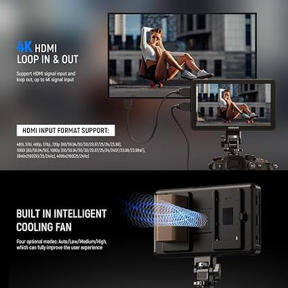 NEEWER F700 7-Inch 2000-Nit Camera Field Monitor – 1080P IPS Touchscreen, 4K HDMI In/Out, 3D LUT, HDR, Waveform & 2 NP-F750 Batteries