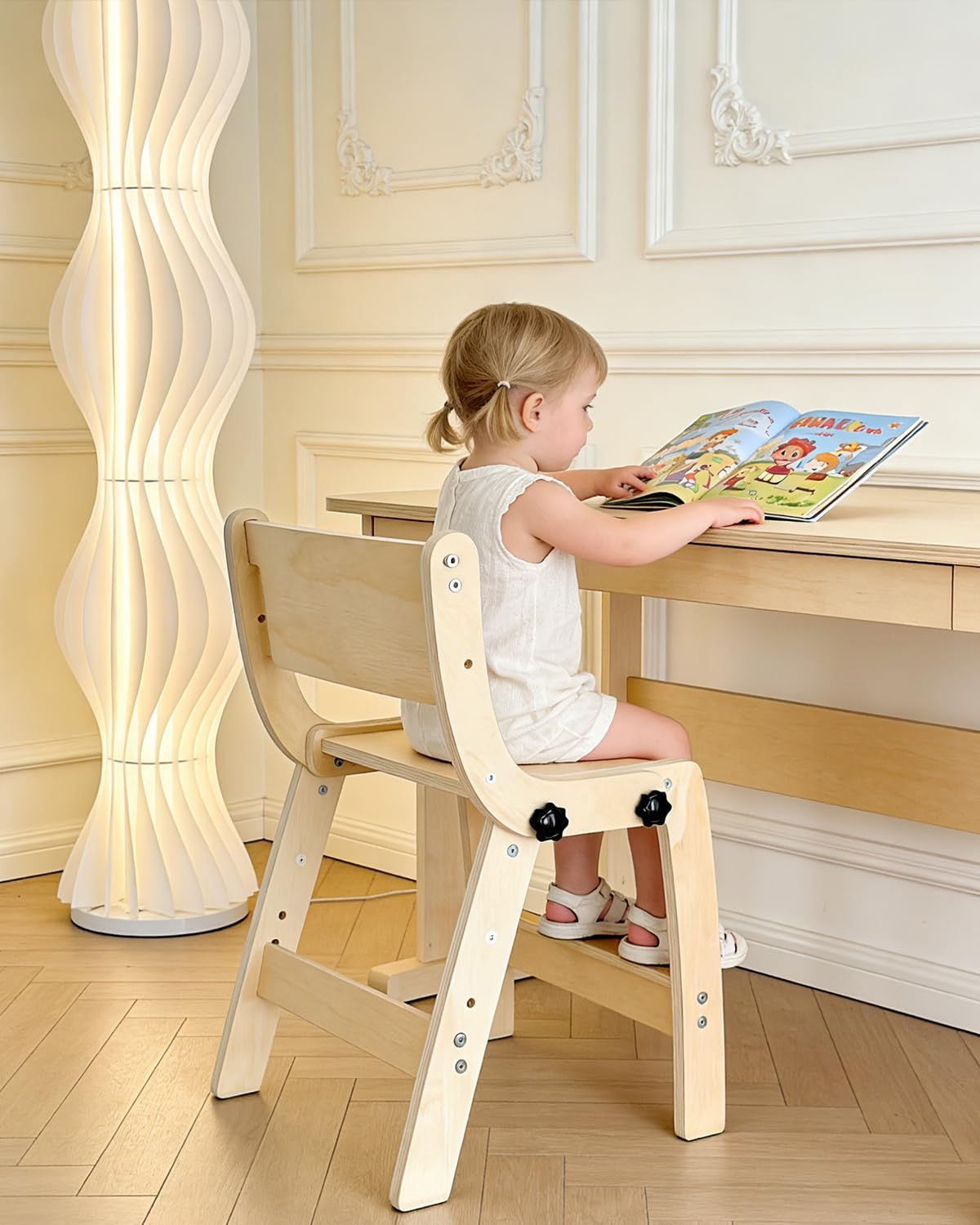 THREELOVE 2-in-1 Kids Wooden Chair & Step Stool – Convertible Toddler Chair, Footstool & Potty Training Stool
