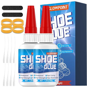 GLOWPOINT Shoe Glue Repair Kit – Clear Waterproof Sole Adhesive for Sneakers, Boots, Leather and Heels