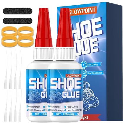 GLOWPOINT Shoe Glue Repair Kit – Clear Waterproof Sole Adhesive for Sneakers, Boots, Leather and Heels