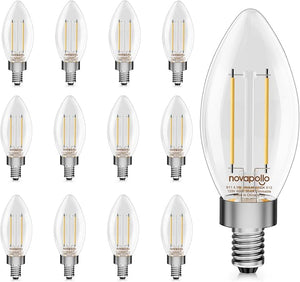 Novapollo B11 E12 LED Candelabra Light Bulbs 12-Pack – 40W Equivalent, 4.5W Dimmable, 2700K Soft White, 350 Lumens
