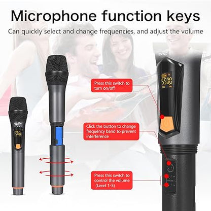 MicroKing UHF Wireless Handheld Microphone with Rechargeable Receiver – Dynamic Karaoke & PA Mic