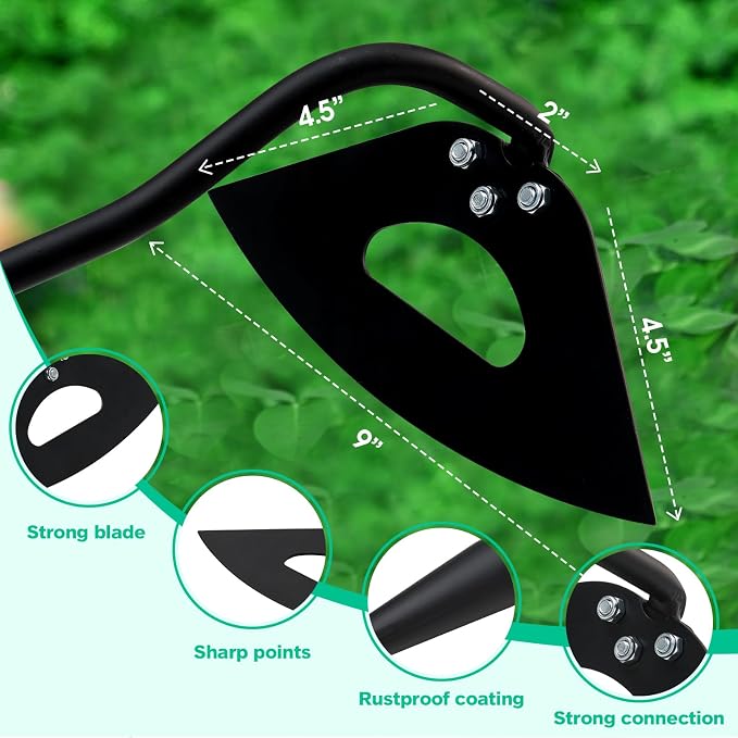 DEROFIT 55-Inch Heavy-Duty Garden Hoe – Adjustable Long-Handle Carbon Steel Hollow Hoe & Manual Weeder for Weeding, Digging & Soil Cultivation