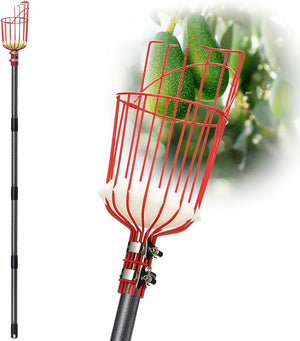 DonSail Telescoping Fruit Picker Pole with Basket – 35" to 120" Adjustable Tree Fruit Picking Tool with Foam Cushion