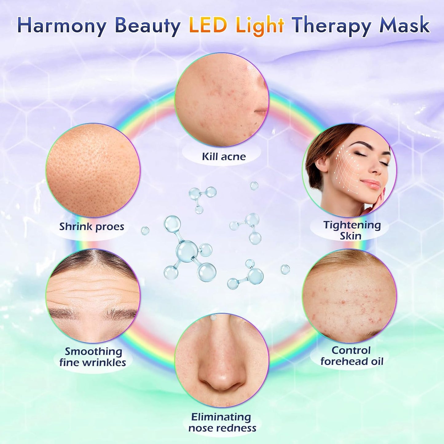 Dnin LED Red Light Therapy Face Mask – 660nm Red & 850nm Near-Infrared Facial Light Mask with Remote Control