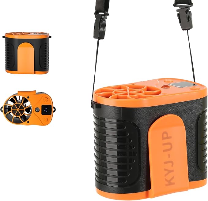 KYJ-UP Portable Waist Fan – 15000mAh Rechargeable Personal Cooling Fan with 7 Speeds, Belt Clip, Neck Strap & USB-C