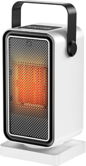 Qoosea 600W Portable Space Heater with Thermostat – PTC Ceramic Indoor Heater with 45° Adjustable Heat Direction
