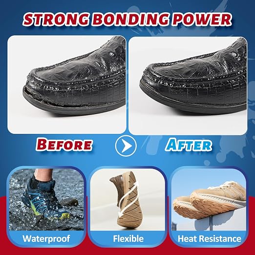 GLOWPOINT Shoe Glue Repair Kit – Clear Waterproof Sole Adhesive for Sneakers, Boots, Leather and Heels