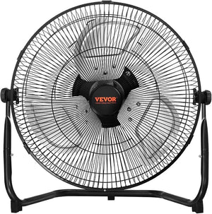 VEVOR 14-Inch High Velocity Industrial Floor Fan – 2560 CFM Heavy Duty 3-Speed Metal Shop Fan with 360° Adjustable Tilt