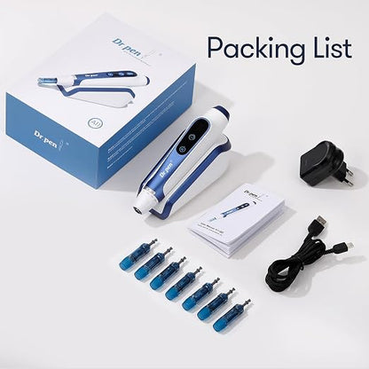 Dr. Pen Ultima A11 Wireless Microneedling Pen – 16,000 RPM, 6 Speeds, 0–2.5mm Adjustable Depth, Smart Sensor Charging Base & 9 Cartridges